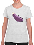 Pixel Eggplant Fun Emoji - Retro Meme Art Design Women's T-shirt