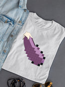 Pixel Eggplant Fun Emoji - Retro Meme Art Design Women's T-shirt