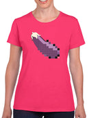 Pixel Eggplant Fun Emoji - Retro Meme Art Design Women's T-shirt