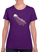 Pixel Eggplant Fun Emoji - Retro Meme Art Design Women's T-shirt