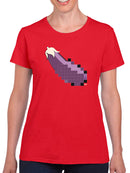 Pixel Eggplant Fun Emoji - Retro Meme Art Design Women's T-shirt