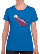 Pixel Eggplant Fun Emoji - Retro Meme Art Design Women's T-shirt
