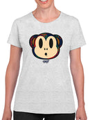 Plaid Monkey Surprise - Retro Animal Emoji Design Women's T-shirt