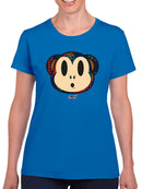 Plaid Monkey Surprise - Retro Animal Emoji Design Women's T-shirt