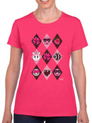 Lucky Love Emojis - Retro Argyle Graphic Women's T-shirt