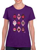 Lucky Love Emojis - Retro Argyle Graphic Women's T-shirt