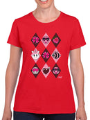 Lucky Love Emojis - Retro Argyle Graphic Women's T-shirt