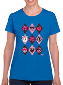 Lucky Love Emojis - Retro Argyle Graphic Women's T-shirt