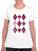 Lucky Love Emojis - Retro Argyle Graphic Women's T-shirt
