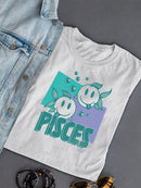 Pisces Zodiac Graphic - Twin Fish Retro Art Design Women's T-shirt