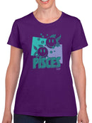 Pisces Zodiac Graphic - Twin Fish Retro Art Design Women's T-shirt