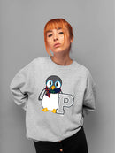 Penguin Varsity P - Cozy Mascot Emoji Graphic Women's Sweatshirt