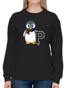 Penguin Varsity P - Cozy Mascot Emoji Graphic Women's Sweatshirt