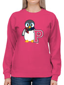 Penguin Varsity P - Cozy Mascot Emoji Graphic Women's Sweatshirt