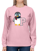 Penguin Varsity P - Cozy Mascot Emoji Graphic Women's Sweatshirt