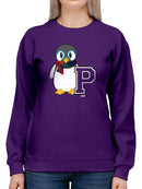 Penguin Varsity P - Cozy Mascot Emoji Graphic Women's Sweatshirt