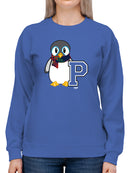 Penguin Varsity P - Cozy Mascot Emoji Graphic Women's Sweatshirt