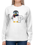 Penguin Varsity P - Cozy Mascot Emoji Graphic Women's Sweatshirt
