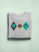Alien Peace Trio Emoji - Futuristic Symbol Art Design Women's Sweatshirt