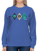 Alien Peace Trio Emoji - Futuristic Symbol Art Design Women's Sweatshirt