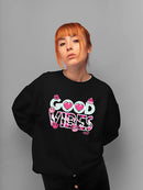 Good Vibes - Pink Emojis Graphic Women's Sweatshirt