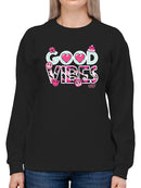 Good Vibes - Pink Emojis Graphic Women's Sweatshirt