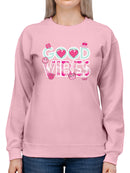 Good Vibes - Pink Emojis Graphic Women's Sweatshirt