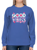 Good Vibes - Pink Emojis Graphic Women's Sweatshirt