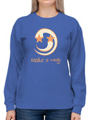 Make a Wish - Crescent Moon and Star Graphic Women's Sweatshirt