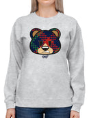 Argyle Bear Vibes - Classic Plaid Emoji Design Women's Sweatshirt