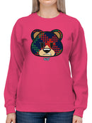 Argyle Bear Vibes - Classic Plaid Emoji Design Women's Sweatshirt