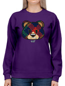 Argyle Bear Vibes - Classic Plaid Emoji Design Women's Sweatshirt