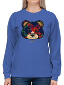 Argyle Bear Vibes - Classic Plaid Emoji Design Women's Sweatshirt