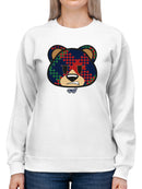 Argyle Bear Vibes - Classic Plaid Emoji Design Women's Sweatshirt