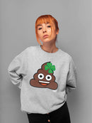 Lucky Poo Emoji - Fun Clover Charm Design Women's Sweatshirt