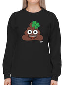 Lucky Poo Emoji - Fun Clover Charm Design Women's Sweatshirt