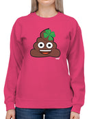 Lucky Poo Emoji - Fun Clover Charm Design Women's Sweatshirt