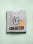 Capricorn Zodiac Graphic - Retro Goat Symbol Design Women's Sweatshirt