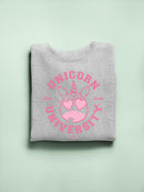 Unicorn University - Heart-Eyed Emoji Design Women's Sweatshirt