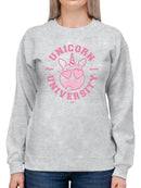 Unicorn University - Heart-Eyed Emoji Design Women's Sweatshirt