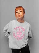 Unicorn University - Heart-Eyed Emoji Design Women's Sweatshirt
