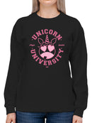 Unicorn University - Heart-Eyed Emoji Design Women's Sweatshirt