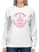 Unicorn University - Heart-Eyed Emoji Design Women's Sweatshirt