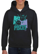 Pisces Zodiac Graphic - Twin Fish Retro Art Design Youth's Hoodie