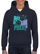 Pisces Zodiac Graphic - Twin Fish Retro Art Design Youth's Hoodie