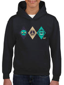 Alien Peace Trio Emoji - Futuristic Symbol Art Design Youth's Hoodie