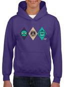 Alien Peace Trio Emoji - Futuristic Symbol Art Design Youth's Hoodie