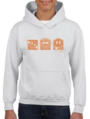 Celestial Joy Icons - Retro Cosmic Emojis Youth's Hoodie