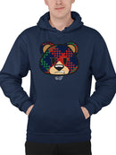Argyle Bear Vibes - Classic Plaid Emoji Design Men's Hoodie
