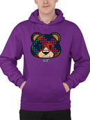 Argyle Bear Vibes - Classic Plaid Emoji Design Men's Hoodie